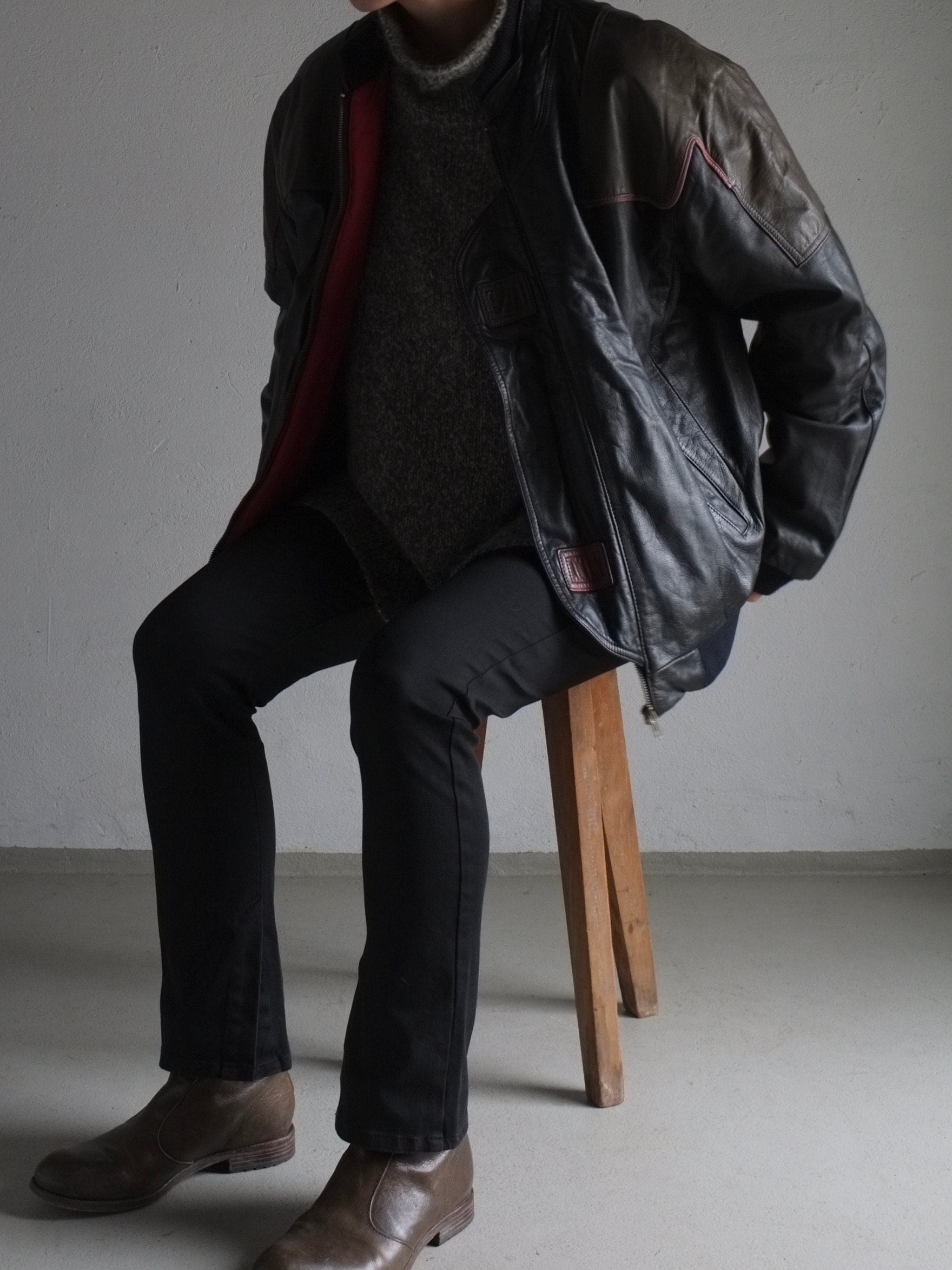 Nike Leather Jacket - Etsy