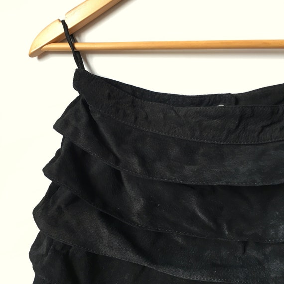 ruffles leather skirt black vintage / XS / S / su… - image 4