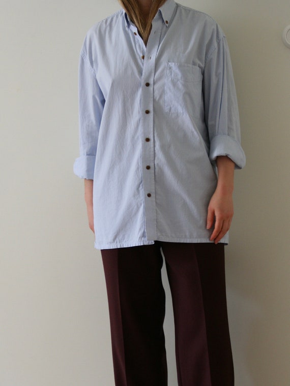 Vintage Blue Striped Shirt/Button-Down/Oversized - image 4