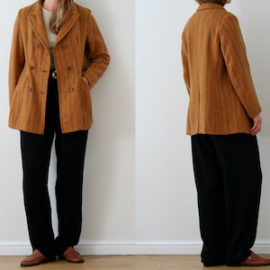 Orange Wool Peak Lapel Blazer/Double-Breasted/Vintage