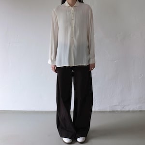 Cream Silk Blouse with Rounded Collar | 1990s