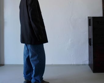 Oversized Gray Double-Breasted Peak Lapel Blazer