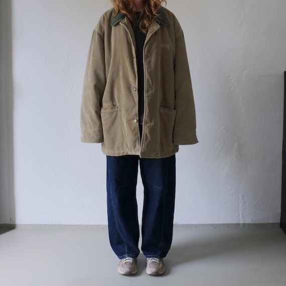 Beige Padded Corduroy Jacket | 1990s