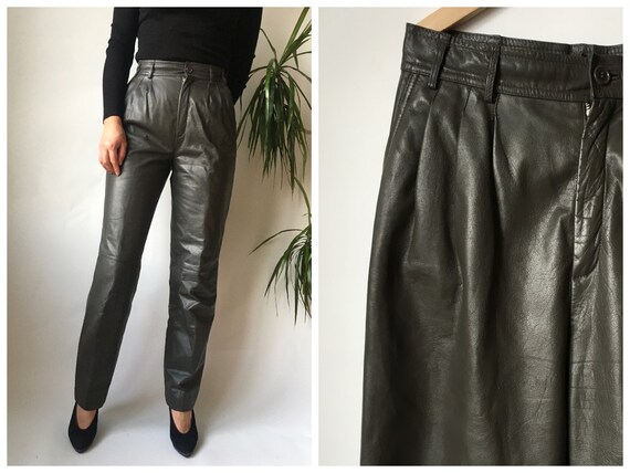 leather green pants