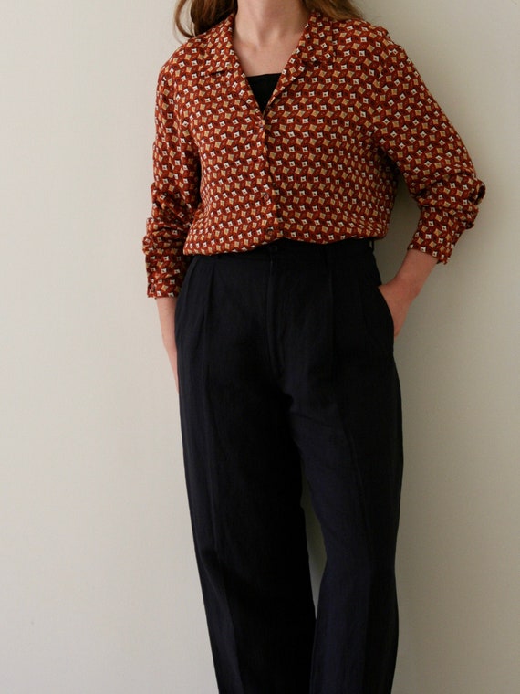 70s Print Blouse Women/Viscose/Vintage 70s Style … - image 1