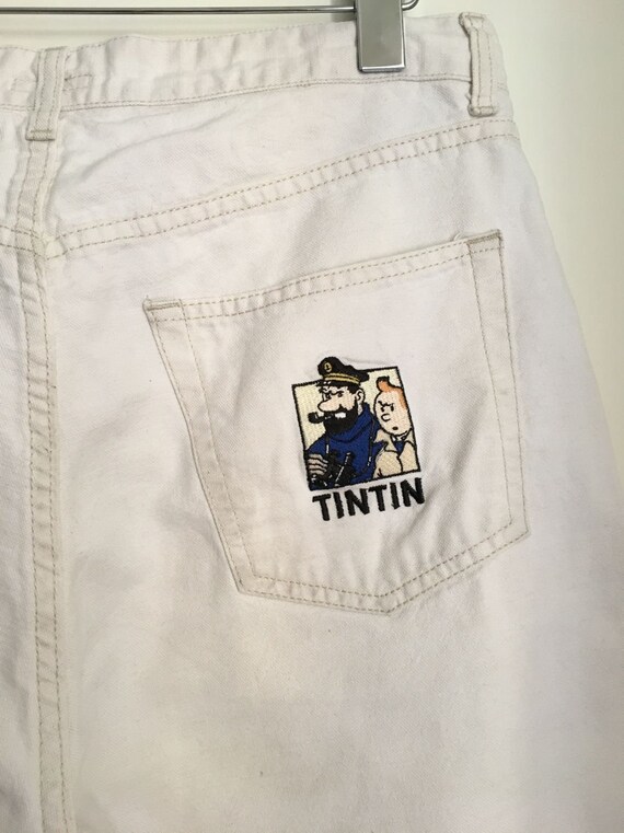 90s White Bermuda Shorts Denim/Tintin/Vintage Fla… - image 5