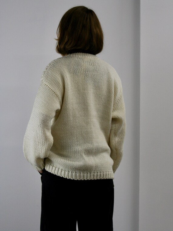 cable knit sweater women wool/crew neck/thick kni… - image 4