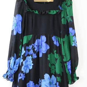 vintage floral puff sleeves dress with ruffles / cotton image 7