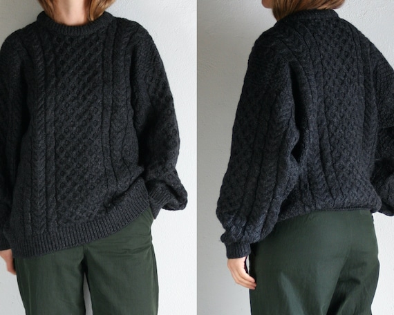oversized cable knit sweater wool vintage/unisex/g