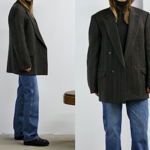 Corneliani double-breasted blazer wool/herringbone/brown/unisex/vintage