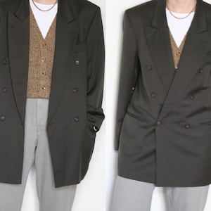 blazer double breasted vintage/peak lapel/oversize unisex wool