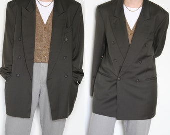 blazer double breasted vintage/peak lapel/oversize unisex wool