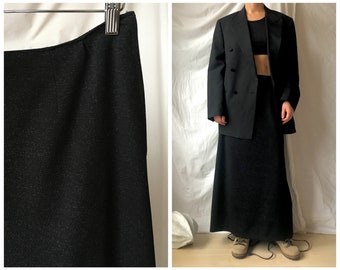 metallic maxi skirt black/A-line/vintage