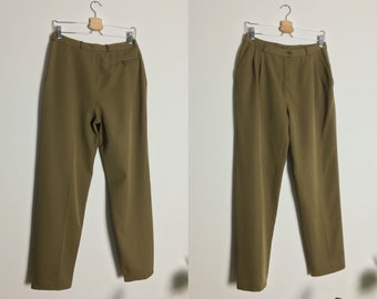 vintage pleated wool trousers unisex sand color