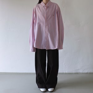 Ralph Lauren Pink Blue Striped Shirt | Unisex | Vintage