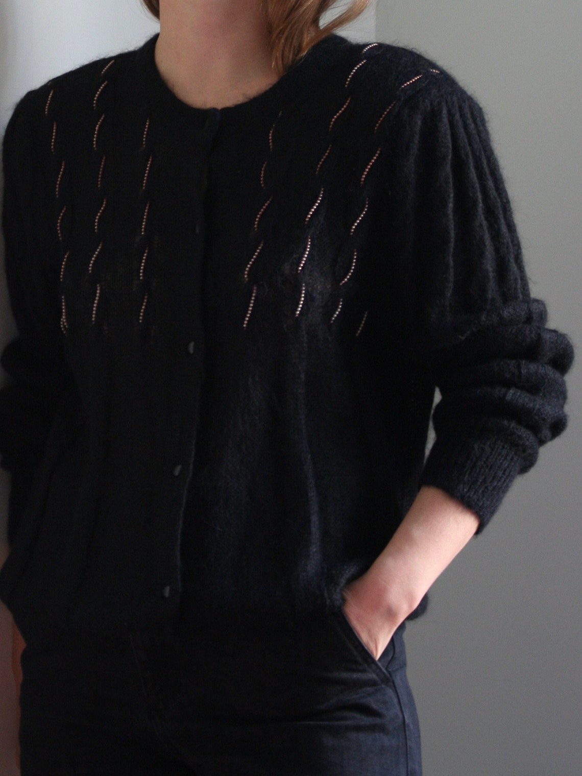 long puff sleeve cardigan