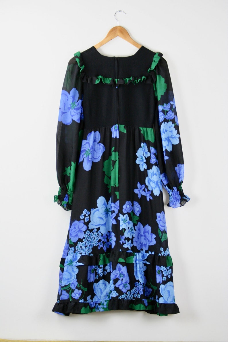 vintage floral puff sleeves dress with ruffles / cotton image 8