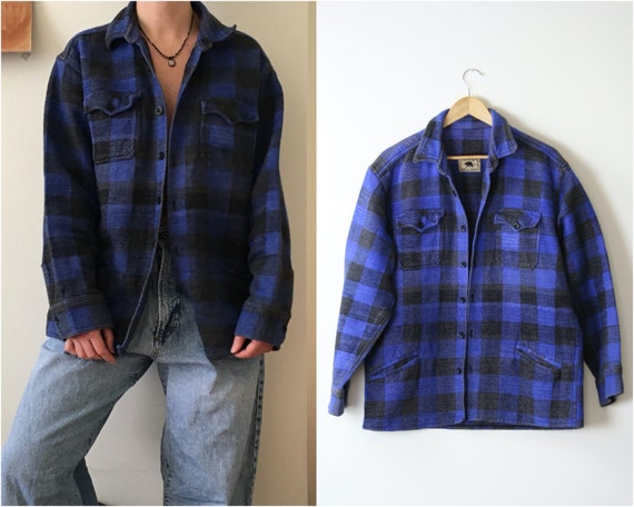 vintage checkered overshirt thick cotton unisex ov