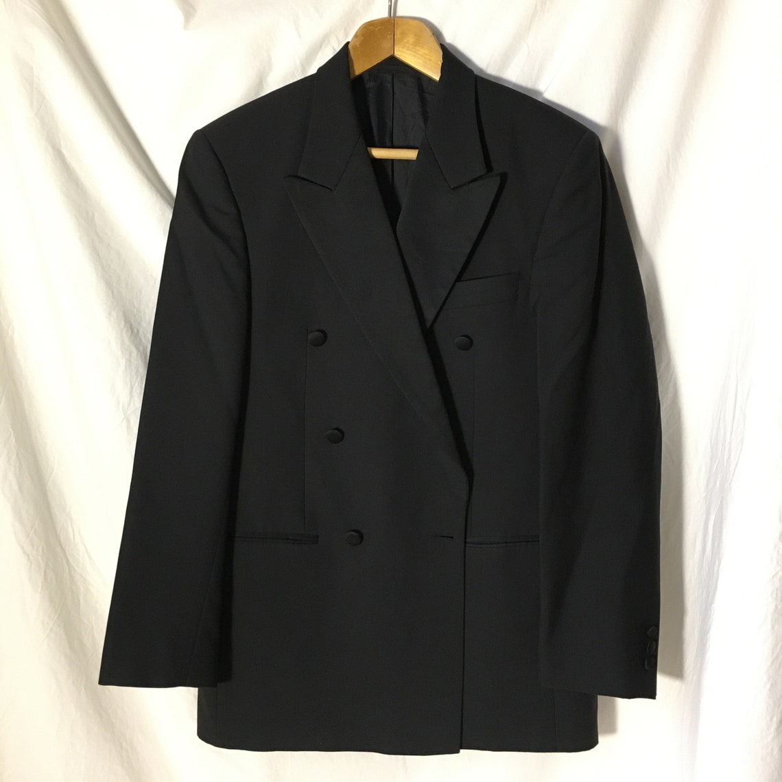 Vintage Tuxedo Blazer Black Double Breasted Satin Peak Lapels | Etsy