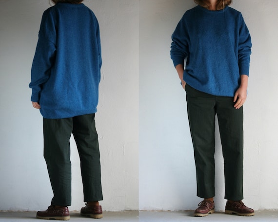 oversized crew neck sweater wool vintage/turquoise