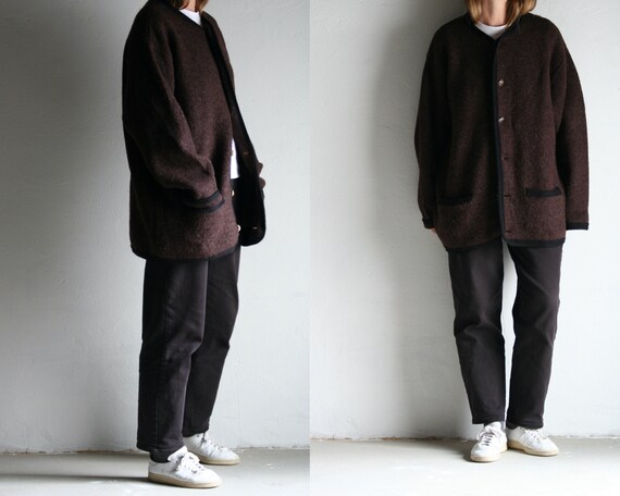 vintage oversized cardigan wool/burgundy/90s