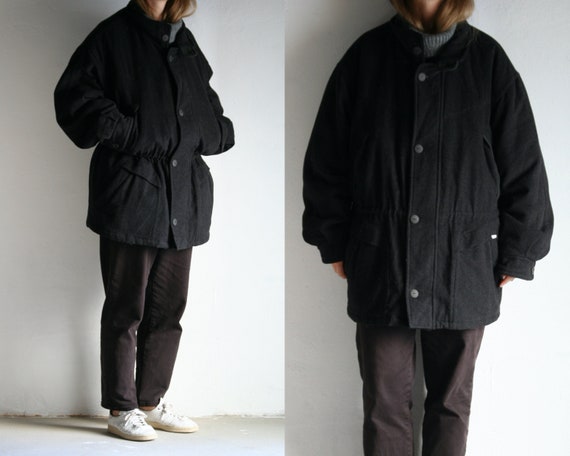 Vintage Oversized Wool Parka Coat Gray