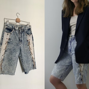 80s denim bermuda shorts acid wash vintage