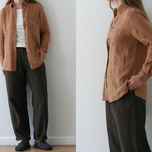 Vintage Brown Linen Shirt/Blouse