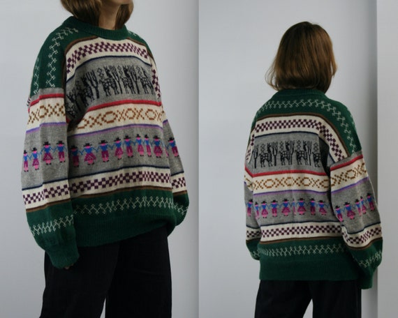 oversized Alpaca novelty sweater vintage/unisex/Pe