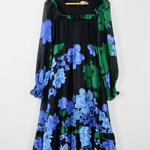 vintage floral puff sleeves dress with ruffles / cotton image 6