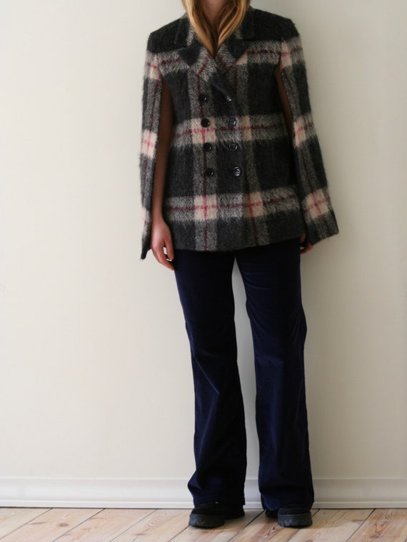 Sonya Rykiel checkered wool cape coat/pea coat wo… - image 2