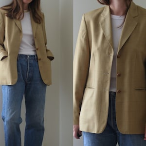 blazer beige oversize pour femme/blazer en laine à carreaux/Angleterre