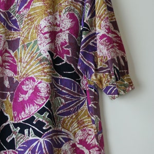 80s puff sleeve blouse cotton abstract floral print vintage image 8