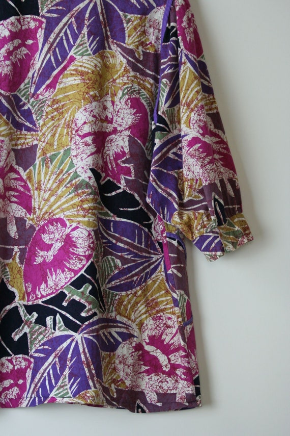 80s puff sleeve blouse cotton abstract floral pri… - image 8