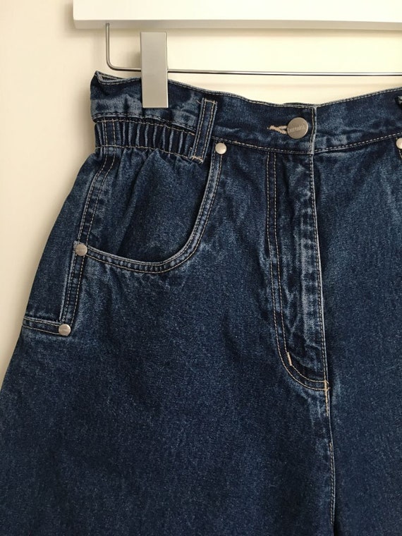 80s elastic waist denim shorts/vintage high-waist… - image 5