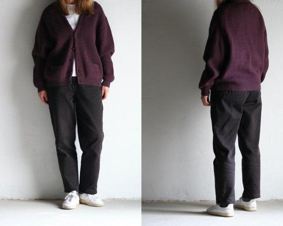 vintage cropped cardigan wool/burgundy/90s oversiz