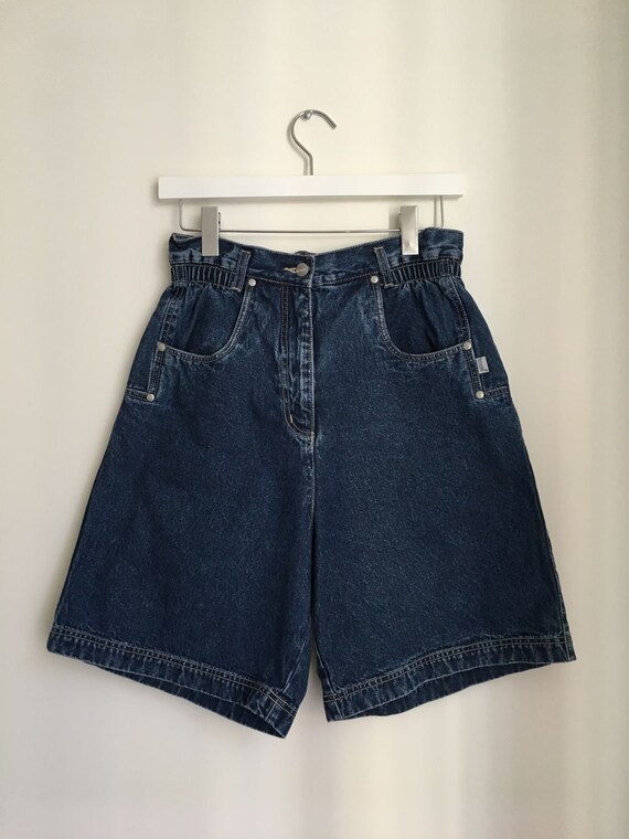 80s elastic waist denim shorts/vintage high-waist… - image 4
