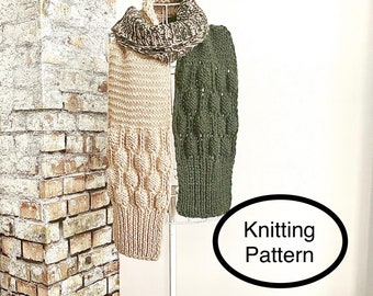 PDF knitting pattern in English only.Hand knitted chunky oversized unisex scarf.Long hand knitted oversized chunky scarf knitting pattern.