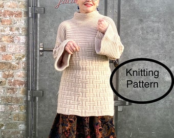 PDF KNITTING pattern.Hand Knitted Tunic for women any occasion.Outfit for work and leisure.Knitted bottom up,seamless.