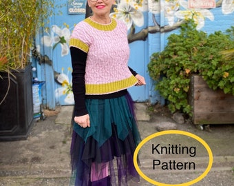 PDF KNITTING pattern.Women cable pattern vest hand knitted.Easy knitting instructions.Spring outfit for women any occasion,outfit for job.