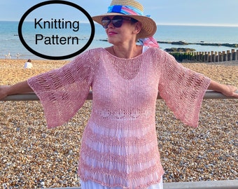 LOOSE LOOP TOP pdf-breipatroon alleen in het Engels.Beginnen voor beginners.Eenvoudig handbreipatroon.Boho, zomerse damesblouse in chick-stijl,top.