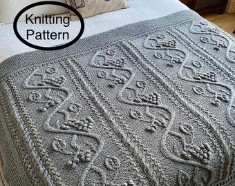 PDF-breipatroon alleen in het Engels. Handgebreide deken/afgah/bedsprei. Housewarmingcadeau, cadeau. Breikaart, schriftelijke instructies