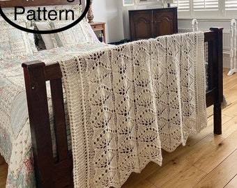 PDF BREIpatroon alleen in het Engels. Kanten jubileum schootdeken, huwelijkscadeau. Gebreid Afghaans, plaid, sprei. Beginners breien