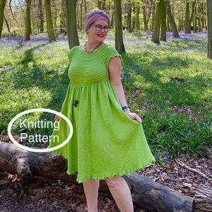 PDF KNITTING pattern.Summer Breeze Dress knitting pattern.Sizes:S,M,L,XL.Summery outfit for work and leisure.Knitted top down,seamless.