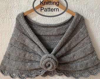 PDF KNITTING pattern.Hand knitted Chunky capelet for women any occasion.Any season outfit for work and leisure.Knitted bottom up,seamless.