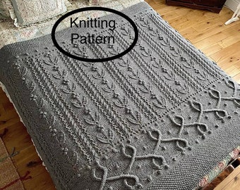 PDF-breipatroon alleen in het Engels. Flowers By The Fence Deken,afghan,sprei,bedsprei.Instructies,kaarten.Housewarmingcadeau.