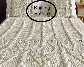 PDF knitting pattern in English only.Holand Tulip Blanket.Afghan,bed throw,bedaspread,blanket pattern.Chunky knit.Chart and instructions.