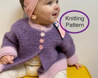 PDF KNITTING pattern in English only.Grow with me Jacket for baby/toddler knitted top down.Easy follow chart,instructions.Unrolled cuffs.