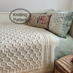 PDF knitting pattern ONLY.Cabled Trellis Blanket.Hand knitted chunky blanket,bedspread,throw.Cable knitting.Charts and written instructions. image 1