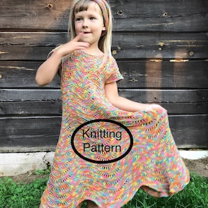 PDF KNITTING pattern only.Girl lacy dress hand knitted. Seamless,knitted top down.Easy to follow chart and instructions.